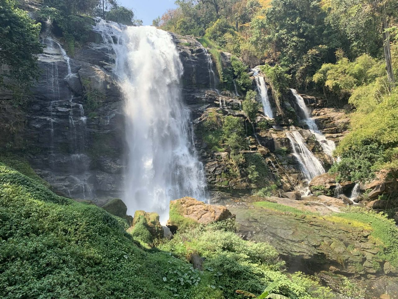 Wachirathan Waterfall located within Doi Inthanon National Park in Chiang Mai, Thailand.